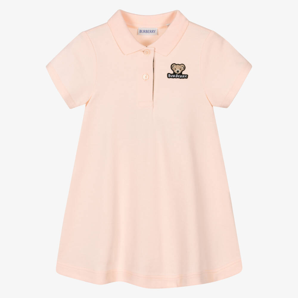 Burberry-Baby Girls Pink Belted Cotton Polo Dress | Childrensalon Outlet