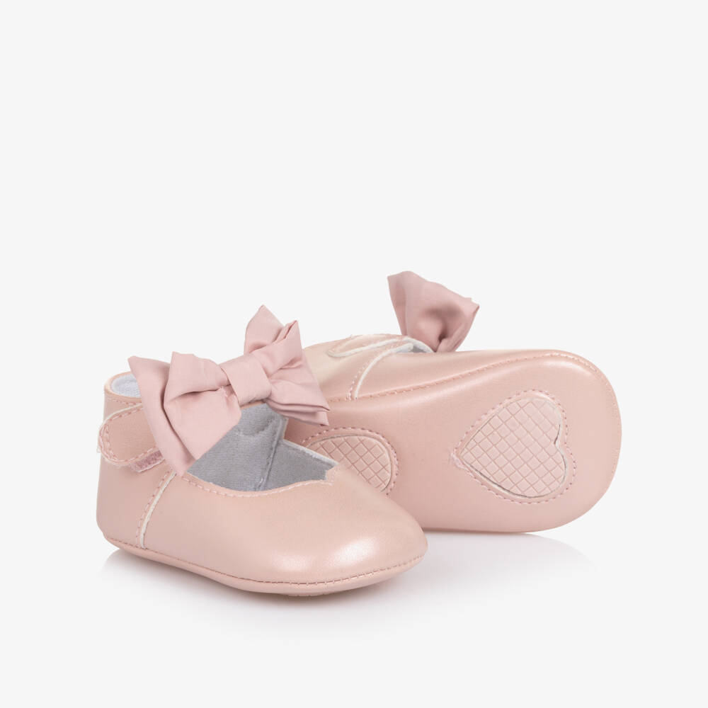 Mayoral Newborn-Baby Girls Pink Bow Pre-Walker Velcro Shoes | Childrensalon Outlet