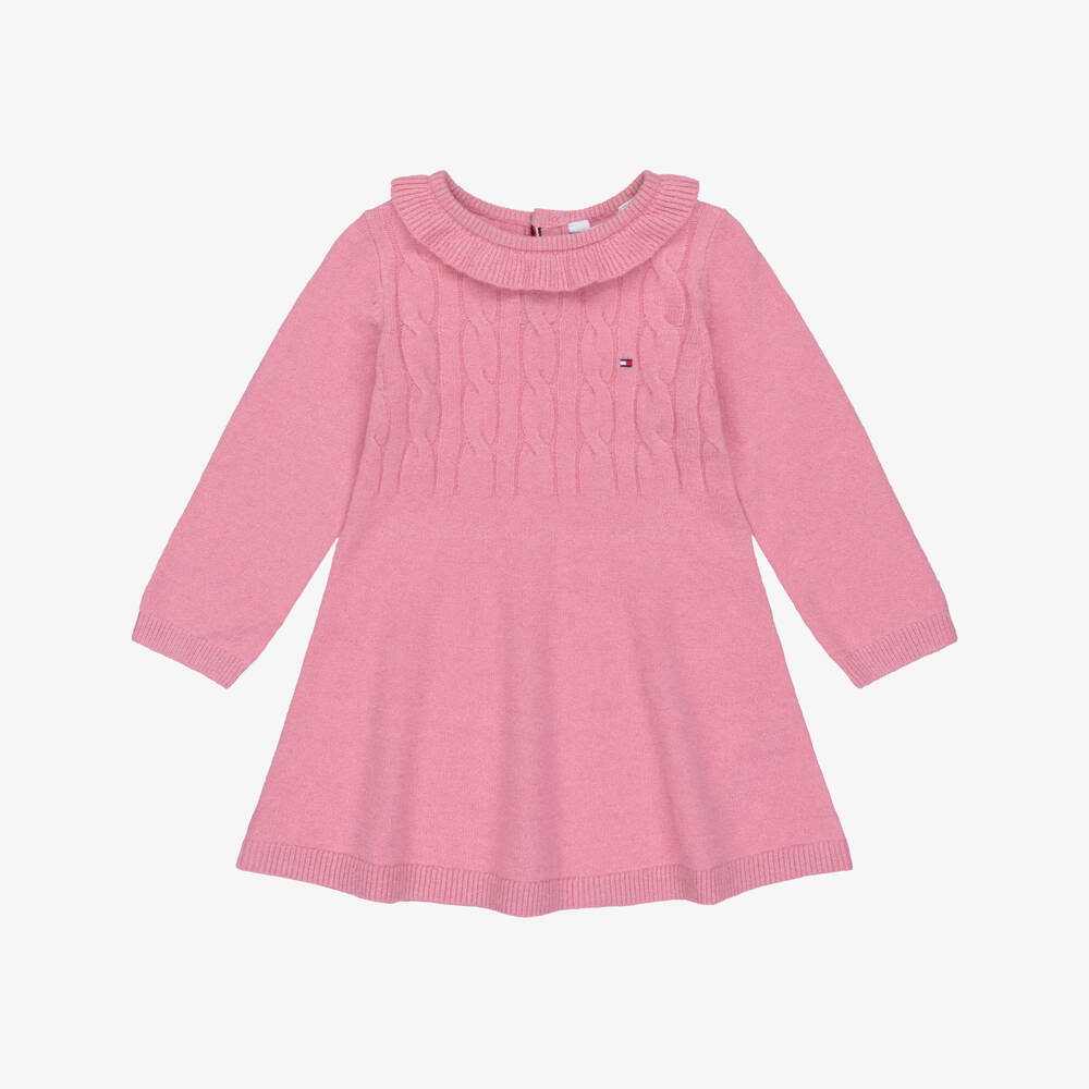 Tommy Hilfiger-Baby Girls Pink Brushed Knit Dress | Childrensalon Outlet