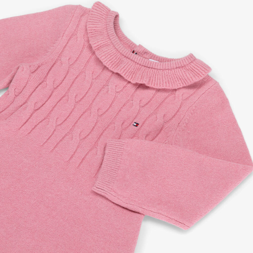 Tommy Hilfiger-Baby Girls Pink Brushed Knit Dress | Childrensalon Outlet