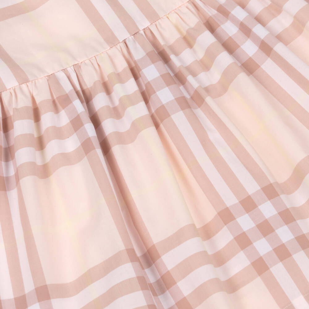 Burberry-Baby Girls Pink Check Cotton Dress with White Collar | Childrensalon Outlet