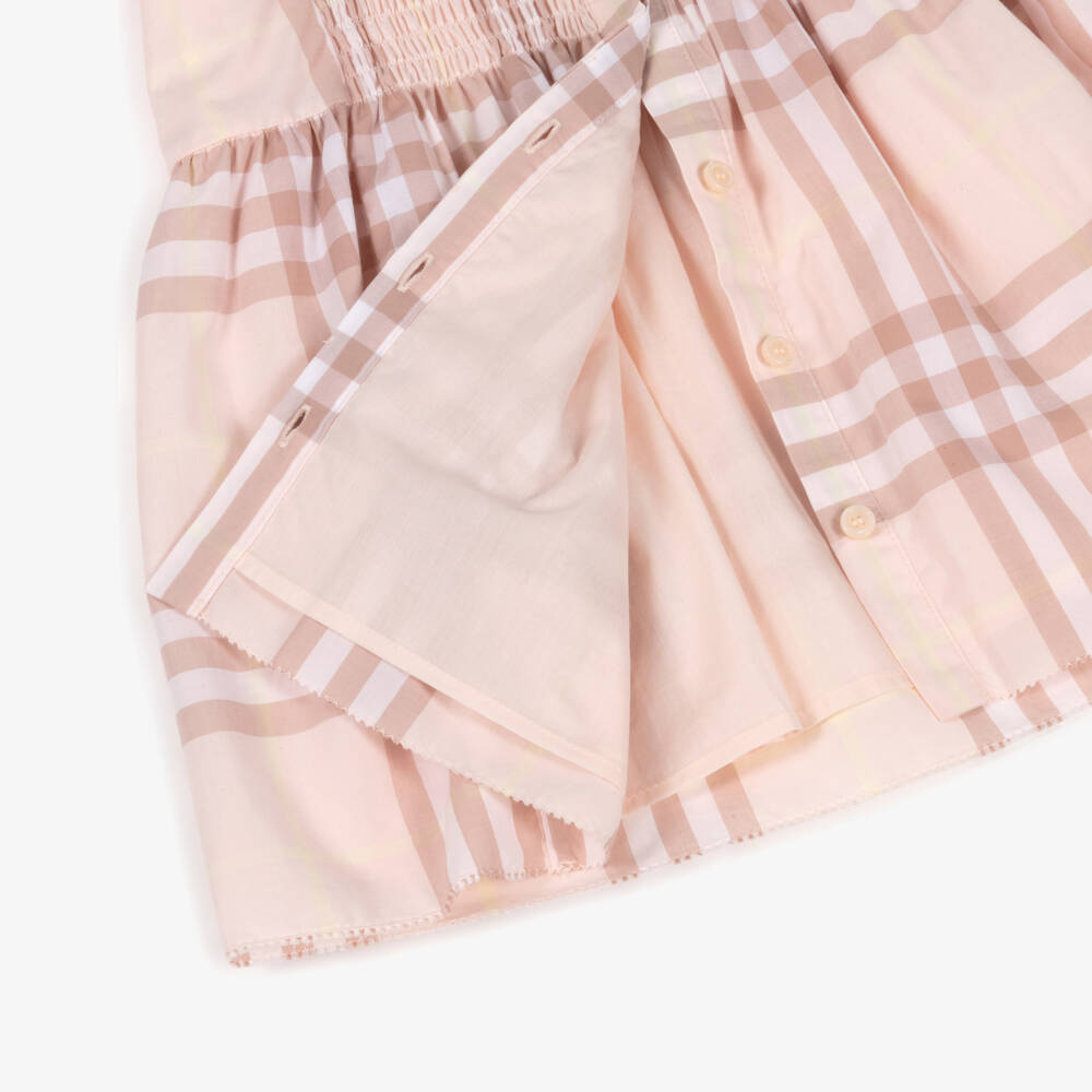Burberry-Baby Girls Pink Check Short Sleeved Dress | Childrensalon Outlet