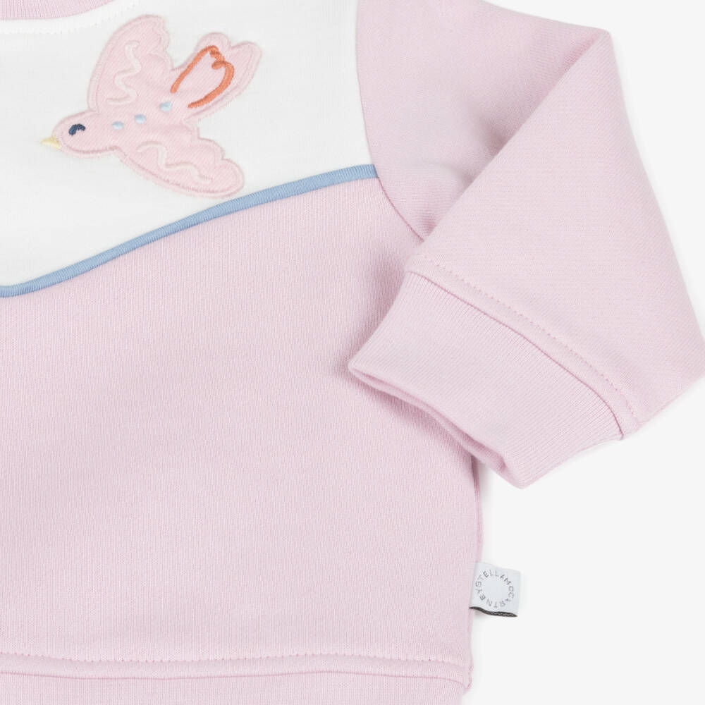 Stella McCartney Kids-Baby Girls Pink Cotton Bird Appliqué Sweatshirt | Childrensalon Outlet