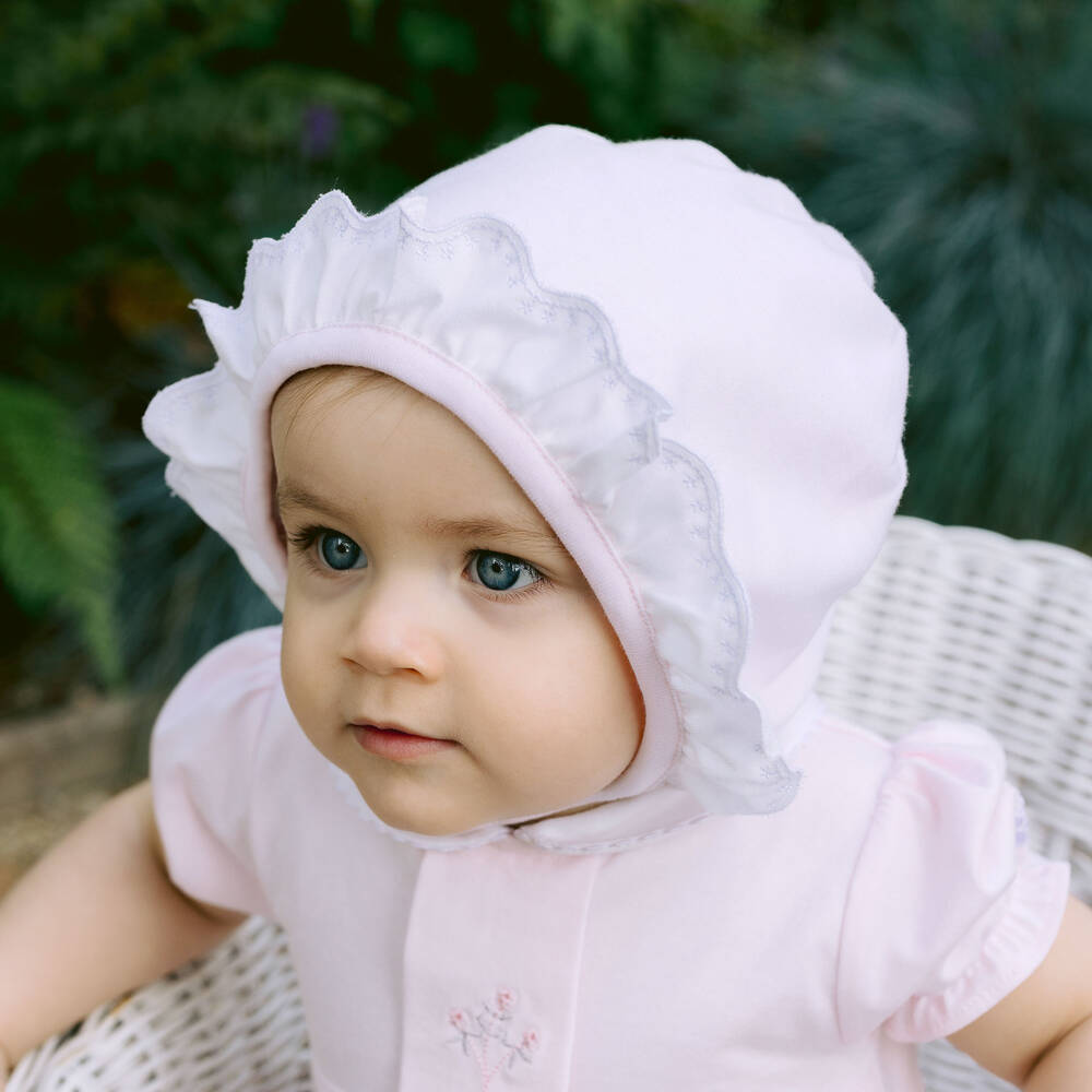 Emile et Rose-Baby Girls Pink Cotton Bonnet | Childrensalon Outlet