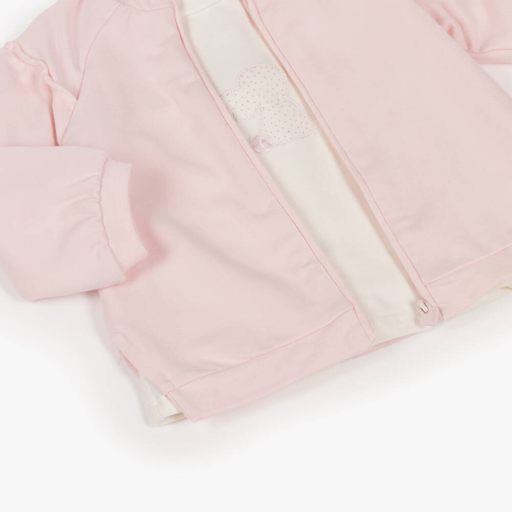Mayoral Newborn-Baby Girls Pink Cotton Bunny Tracksuit Set | Childrensalon Outlet