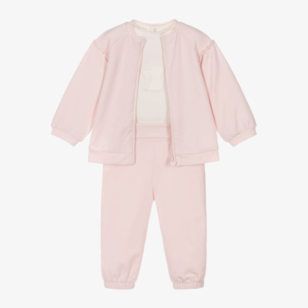 Mayoral Newborn-Baby Girls Pink Cotton Bunny Tracksuit Set | Childrensalon Outlet