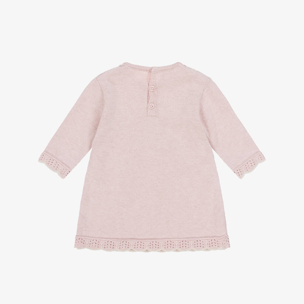 PAZ Rodríguez-Baby Girls Pink Cotton & Cashmere Knit Dress with Lace Trim | Childrensalon Outlet