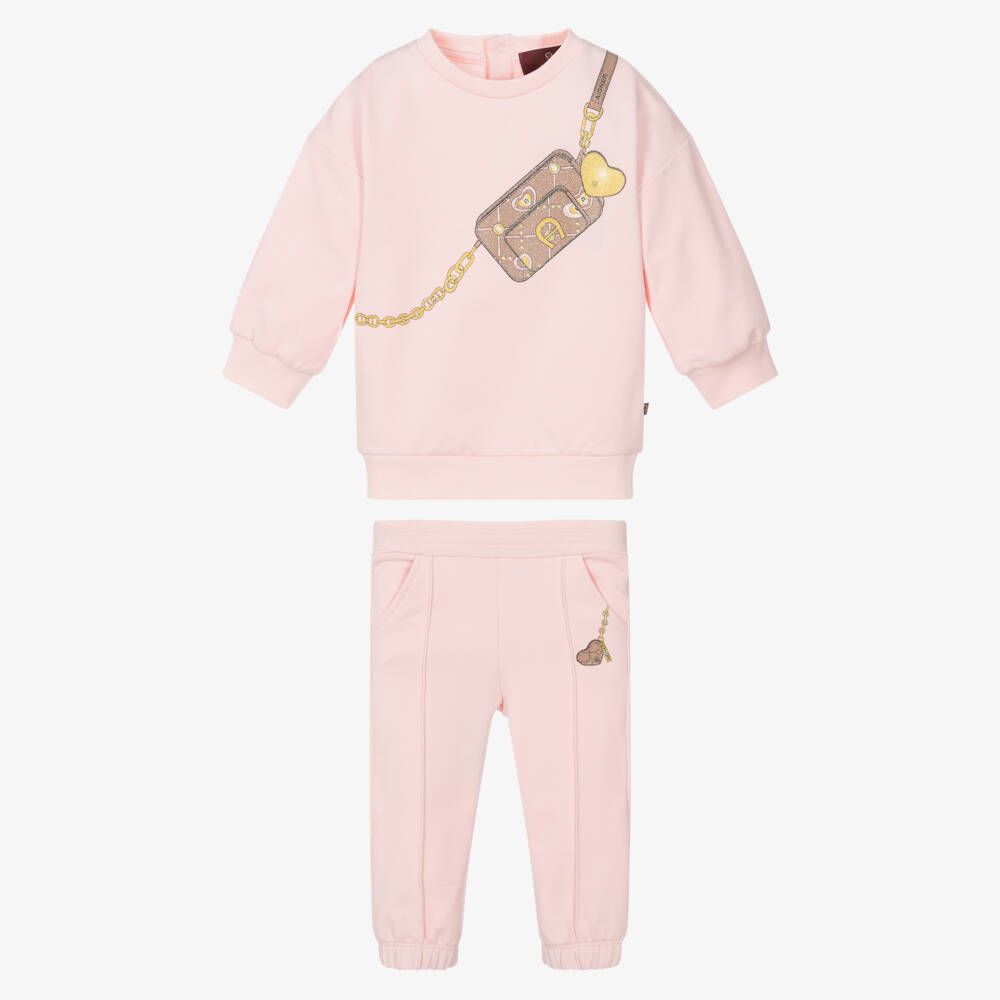 AIGNER-Baby Girls Pink Cotton Crossbody Bag Tracksuit | Childrensalon Outlet