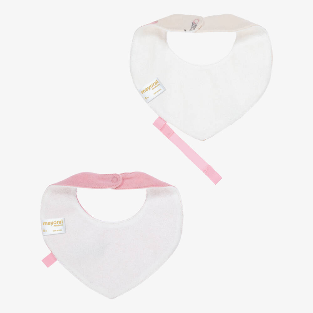 Mayoral Newborn-Baby Girls Pink Cotton Elephant Bibs (2 Pack) | Childrensalon Outlet