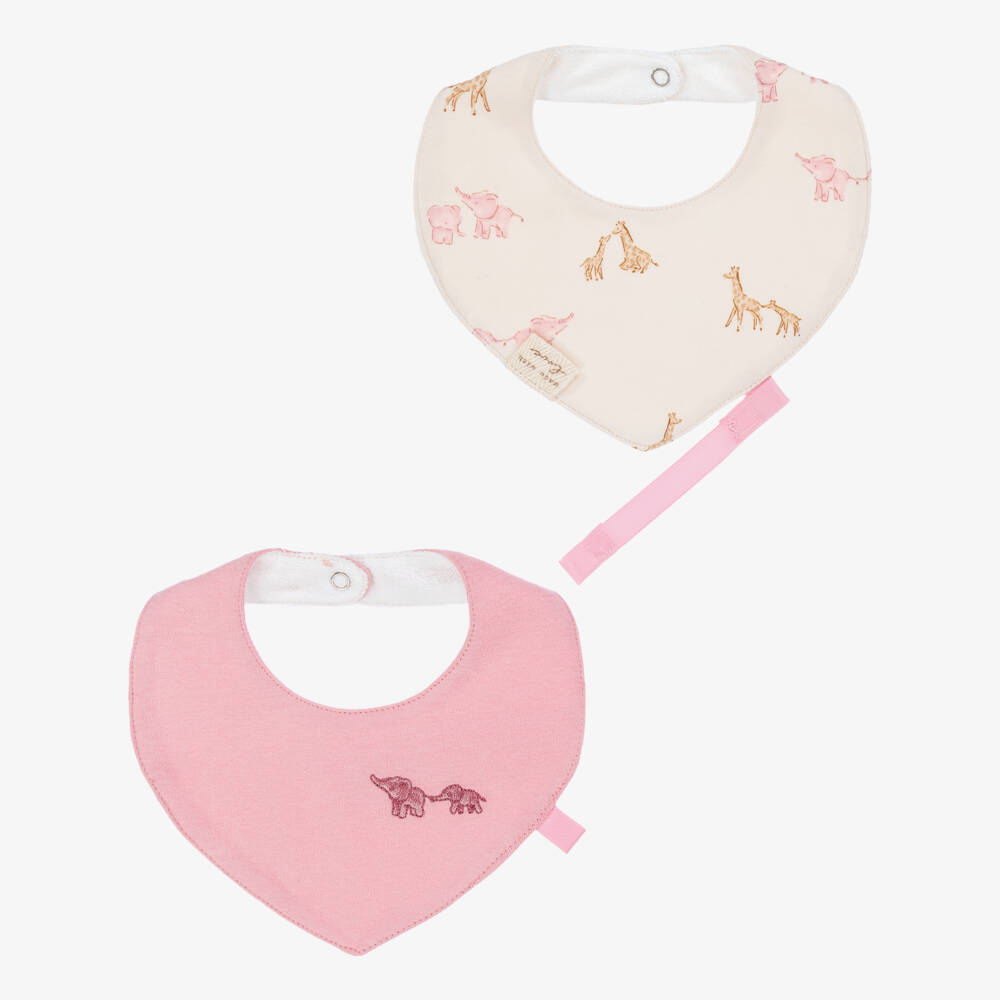Mayoral Newborn-Baby Girls Pink Cotton Elephant Bibs (2 Pack) | Childrensalon Outlet