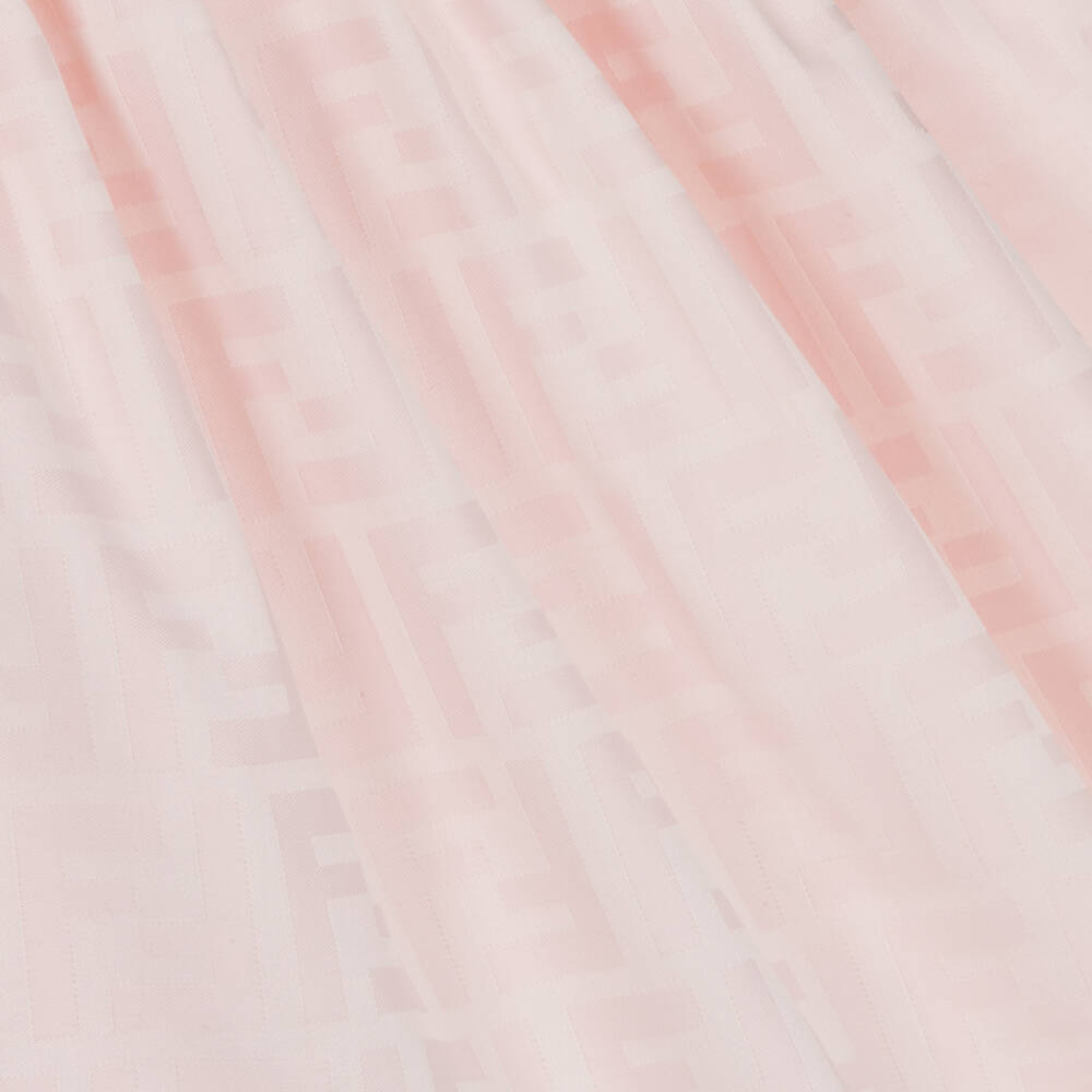 Fendi-Baby Girls Pink Cotton FF Logo Dress | Childrensalon Outlet