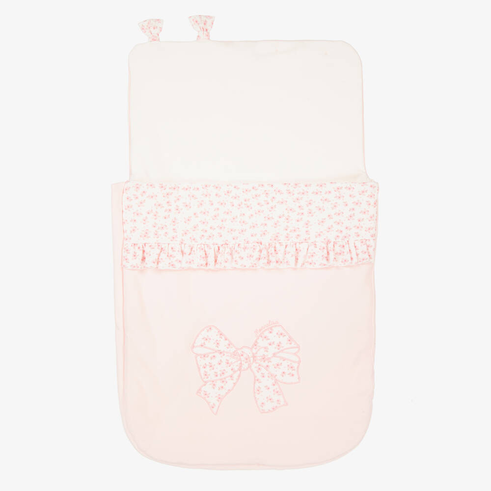 Monnalisa-Baby Girls Pink Cotton Floral Bow Nest (74cm) | Childrensalon Outlet