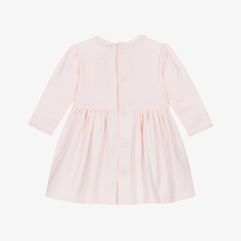 Emile et Rose-Baby Girls Pink Cotton Floral Embroidered Dress | Childrensalon Outlet