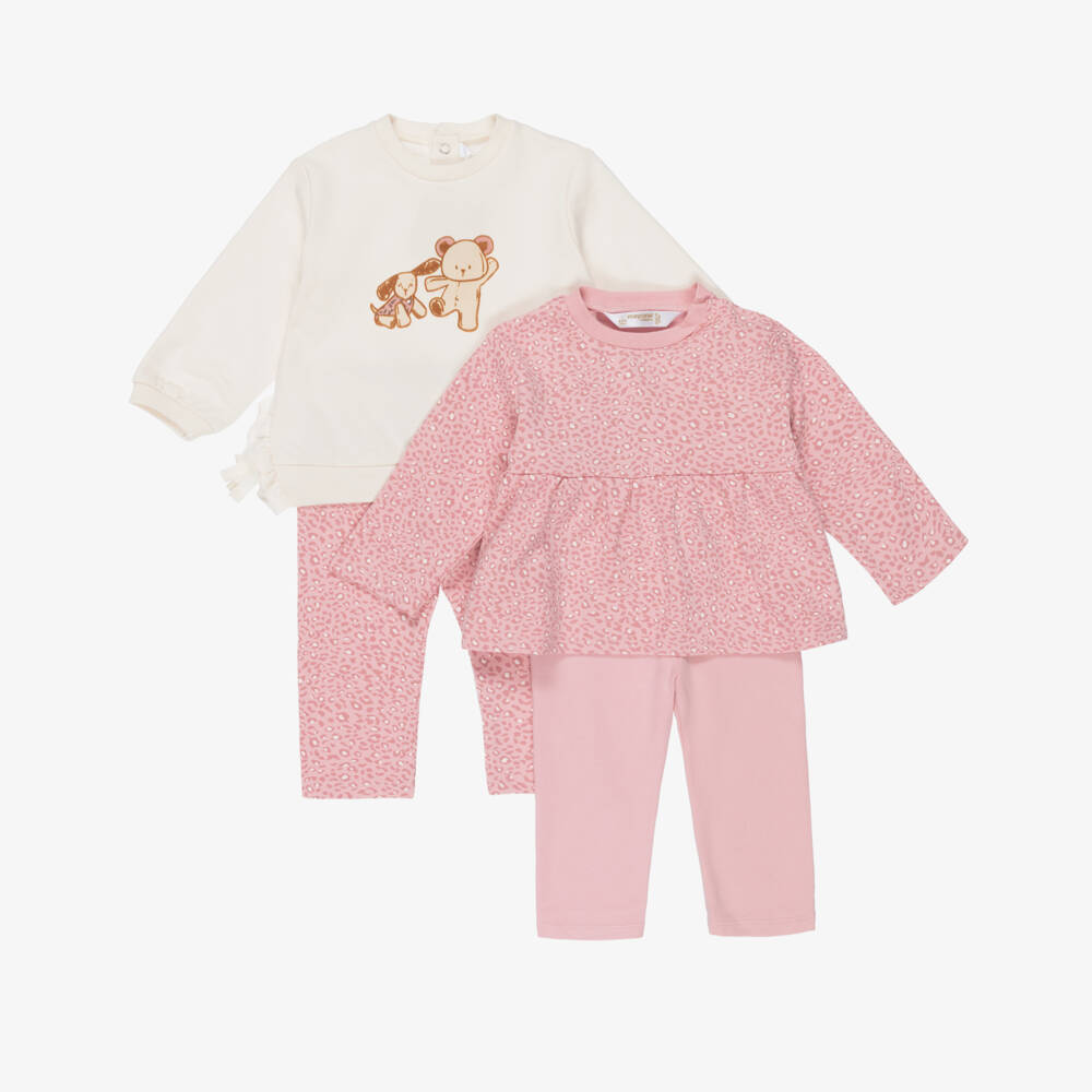 Mayoral Newborn-Baby Girls Pink Cotton Jersey Leggings Sets (2 Pack) | Childrensalon Outlet