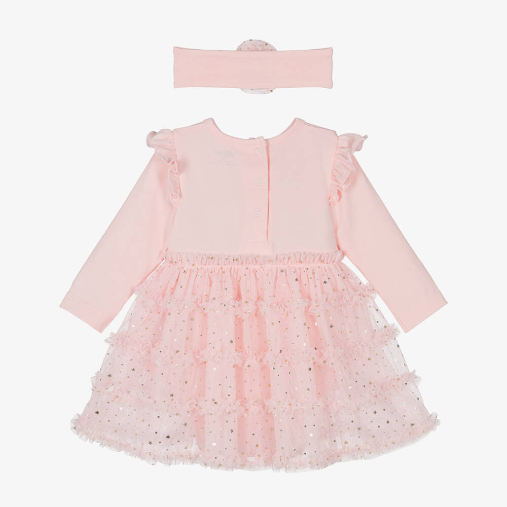 Little Me-Baby Girls Pink Cotton Jersey & Tulle Dress Set | Childrensalon Outlet