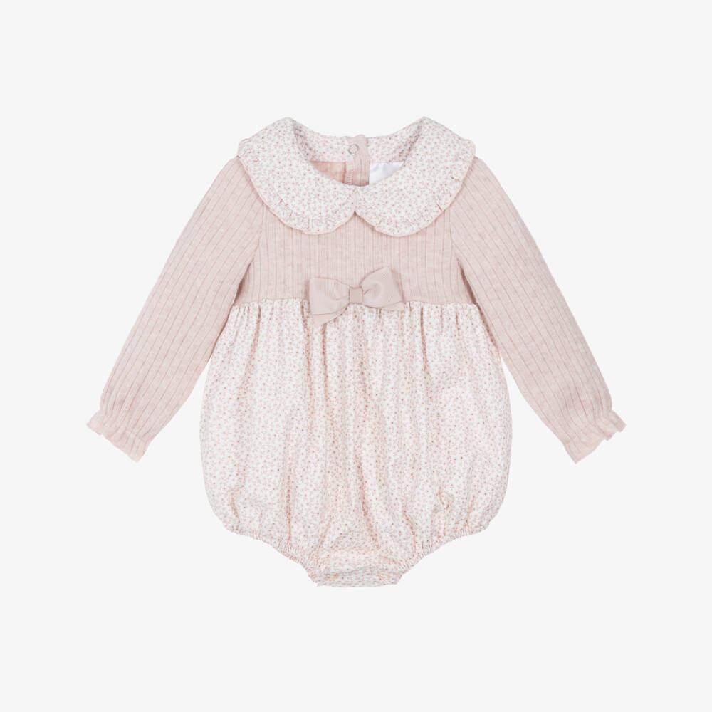 Jamiks-Baby Girls Pink Cotton Knit & Floral Shortie | Childrensalon Outlet
