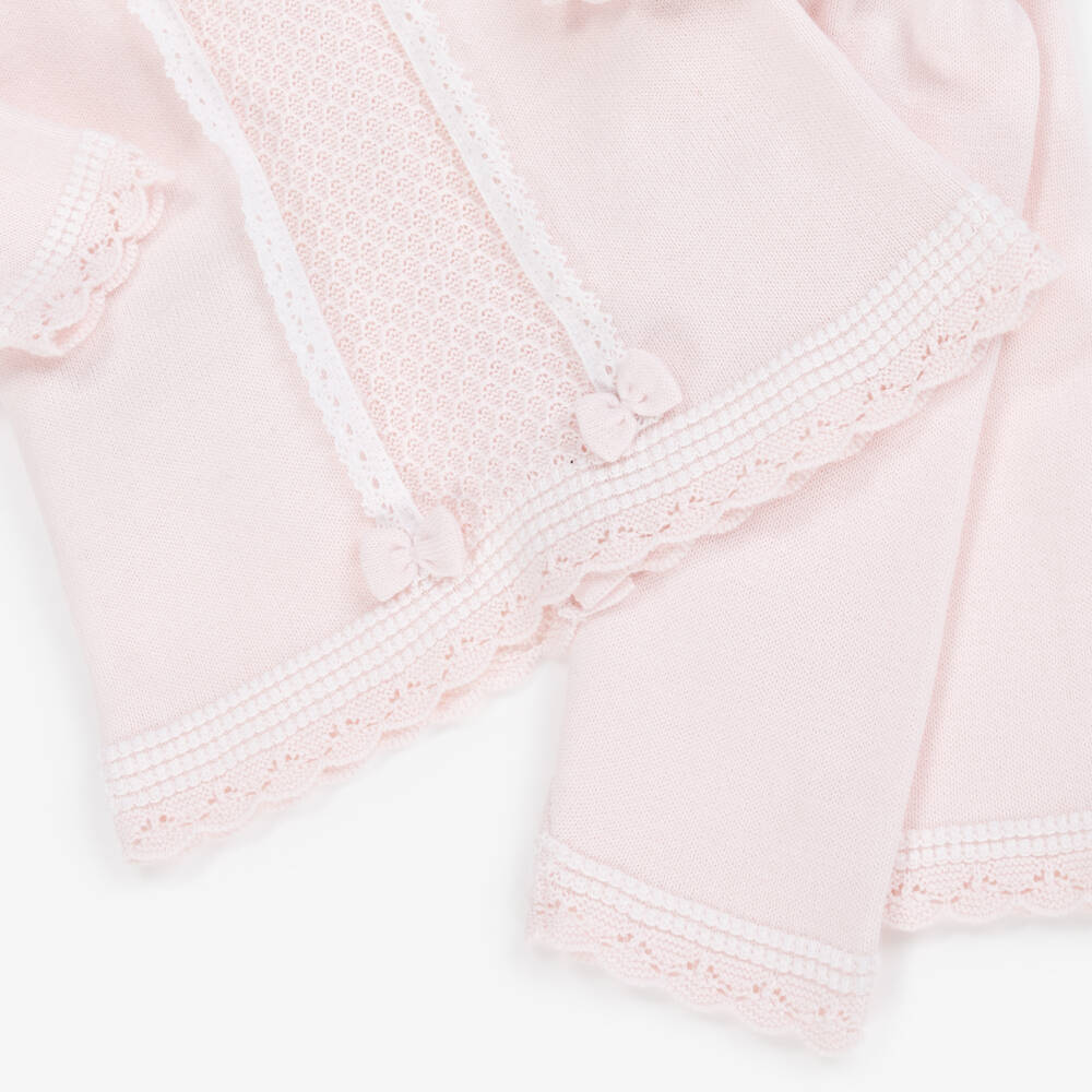 Emile et Rose-Baby Girls Pink Cotton Knit Trouser Set | Childrensalon Outlet