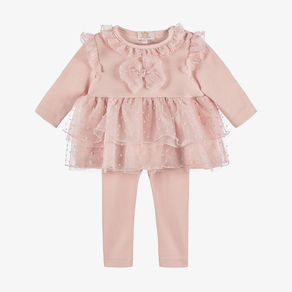 Caramelo Kids-طقم بناتي ناعم وردي بكشكش | Childrensalon Outlet