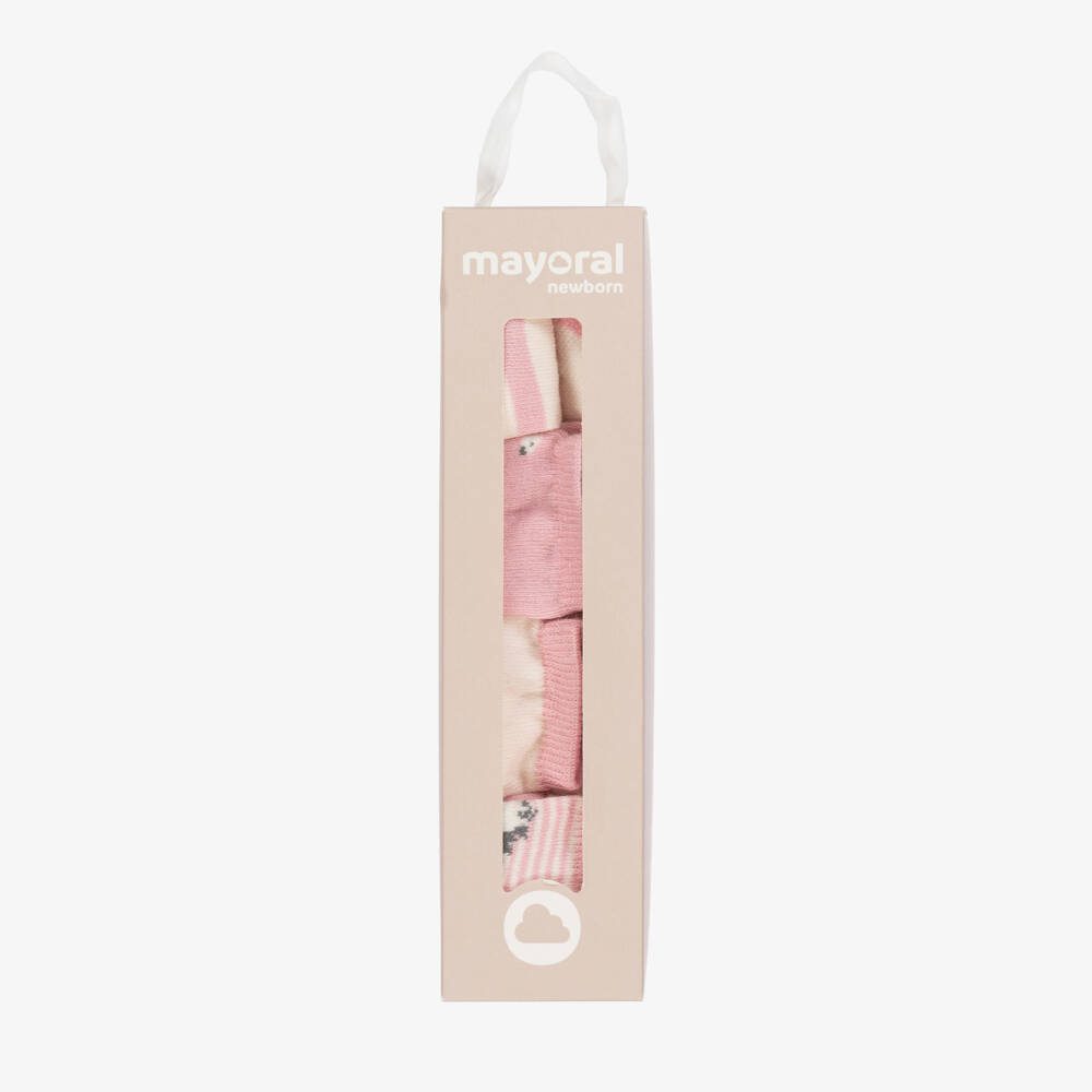 Mayoral Newborn-Baby Girls Pink Cotton Safari Animal Socks (4 Pack) | Childrensalon Outlet