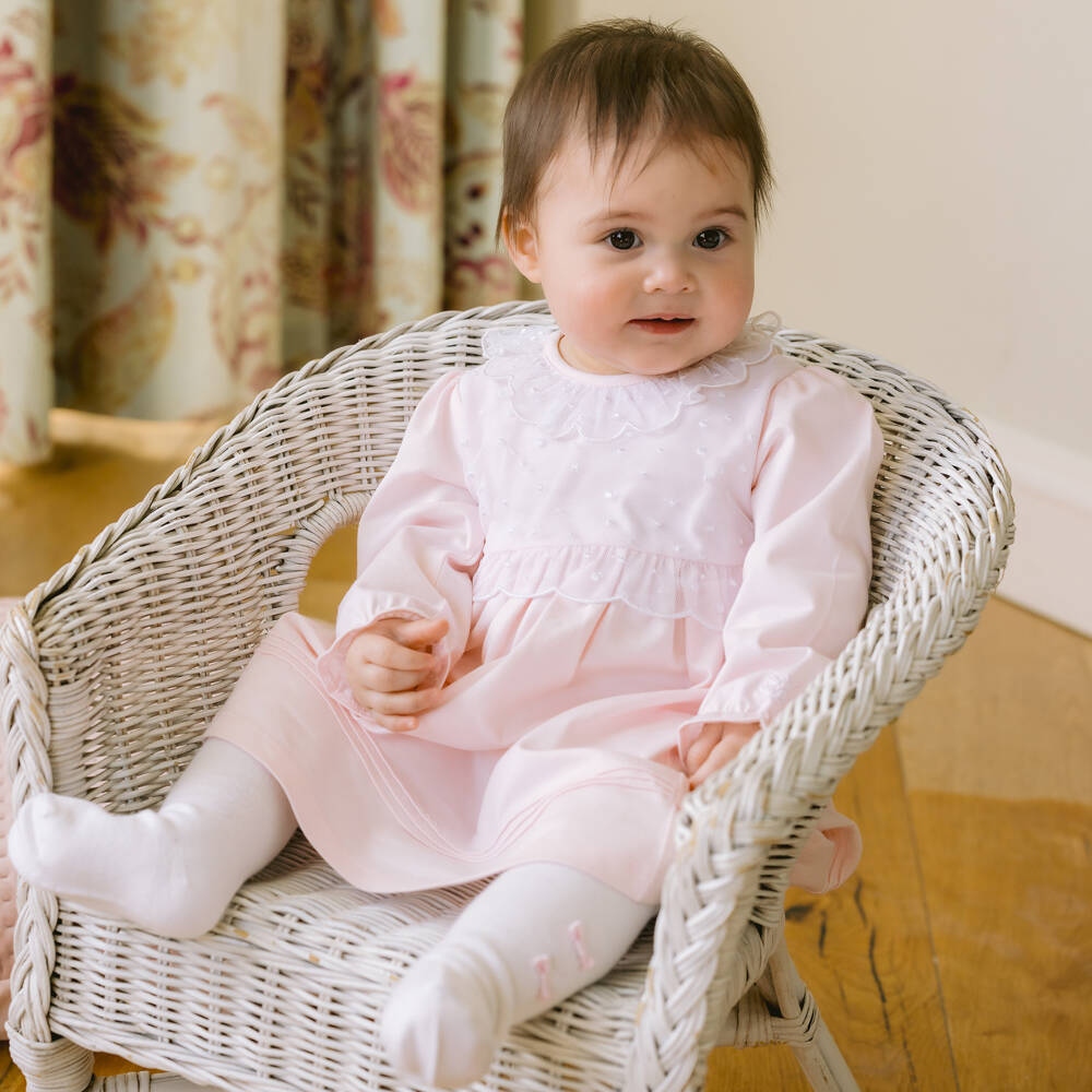Emile et Rose-Baby Girls Pink Cotton & Tulle Dress Set | Childrensalon Outlet