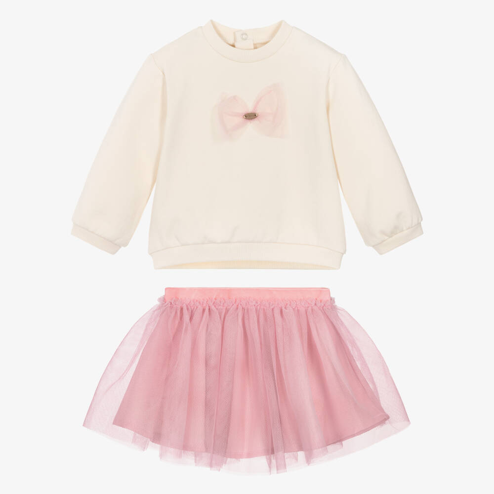 Mayoral Newborn-Baby Girls Pink Cotton & Tulle Skirt Set | Childrensalon Outlet