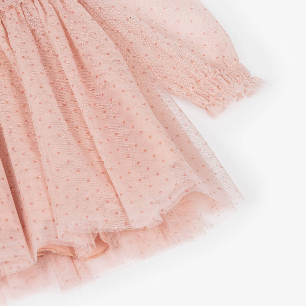 Abel & Lula-Baby Girls Pink Dotted & Sparkle Tulle Dress | Childrensalon Outlet