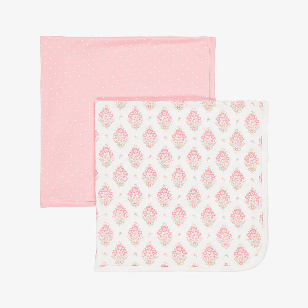 Little Me-Baby Girls Pink Floral & Polka Dot Swaddle Blankets (2 Pack) | Childrensalon Outlet