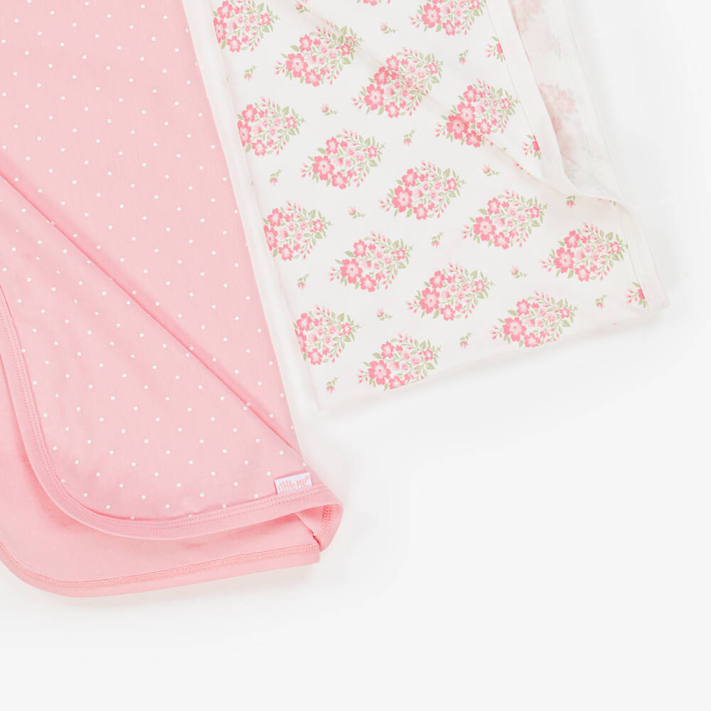Little Me-Baby Girls Pink Floral & Polka Dot Swaddle Blankets (2 Pack) | Childrensalon Outlet