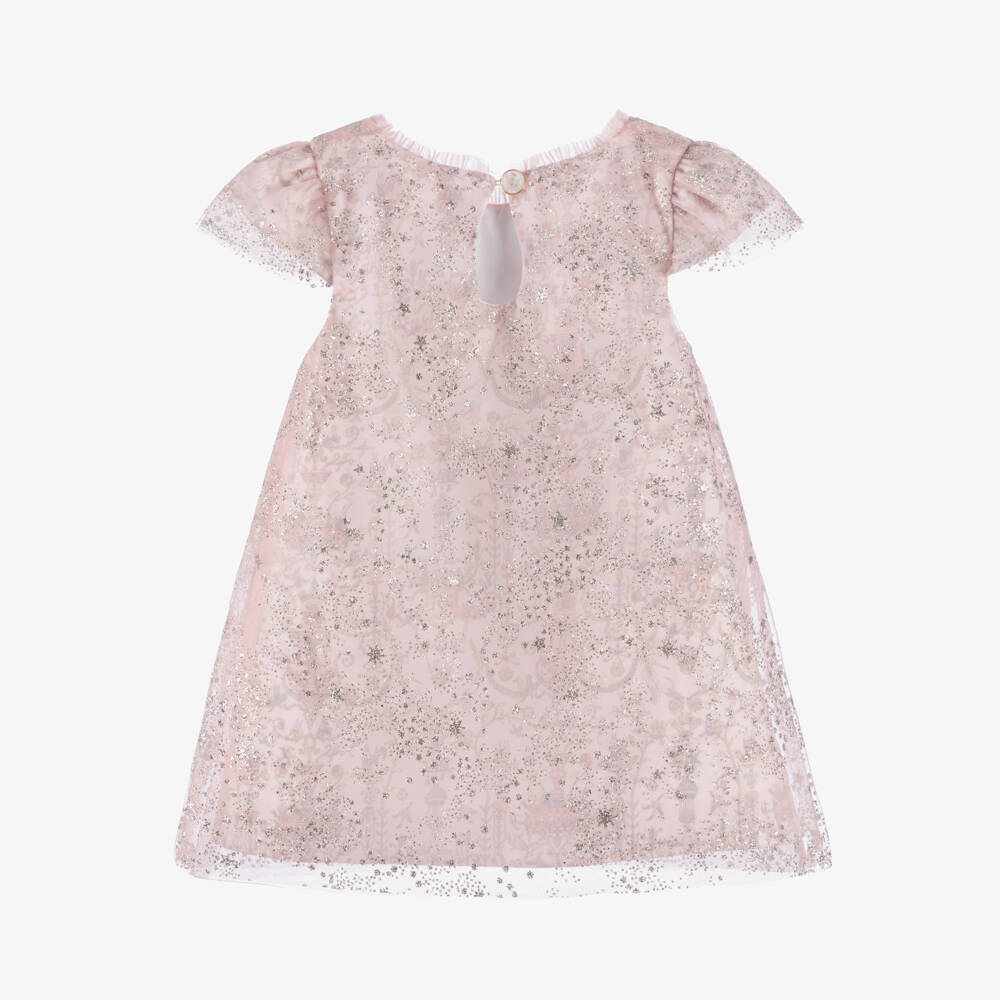 Atelier Choux Paris-Baby Girls Pink Glitter Toile De Jouy Dress | Childrensalon Outlet