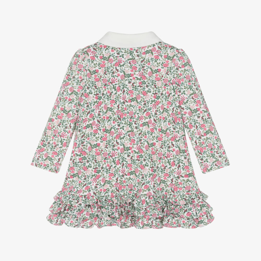Ralph Lauren-Baby Girls Pink & Green Floral Cotton Jersey Polo Dress | Childrensalon Outlet