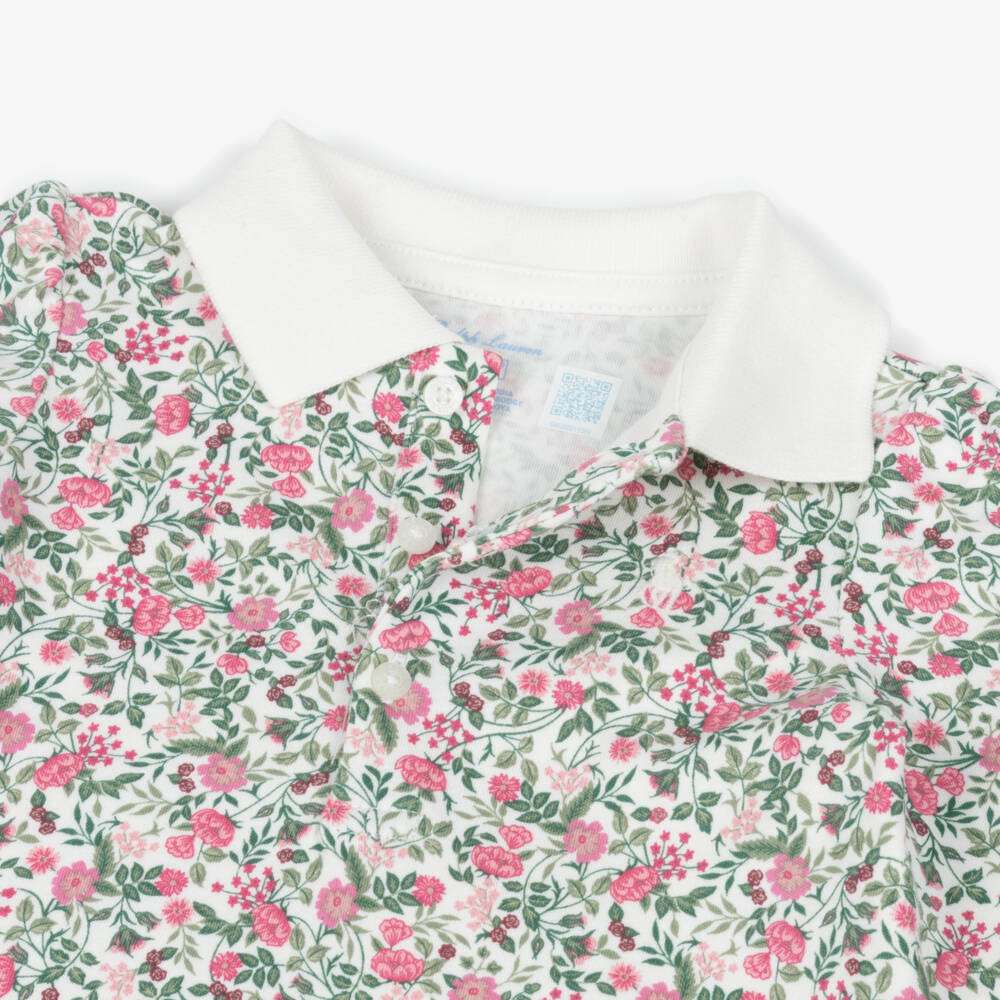 Ralph Lauren-Baby Girls Pink & Green Floral Cotton Jersey Polo Dress | Childrensalon Outlet