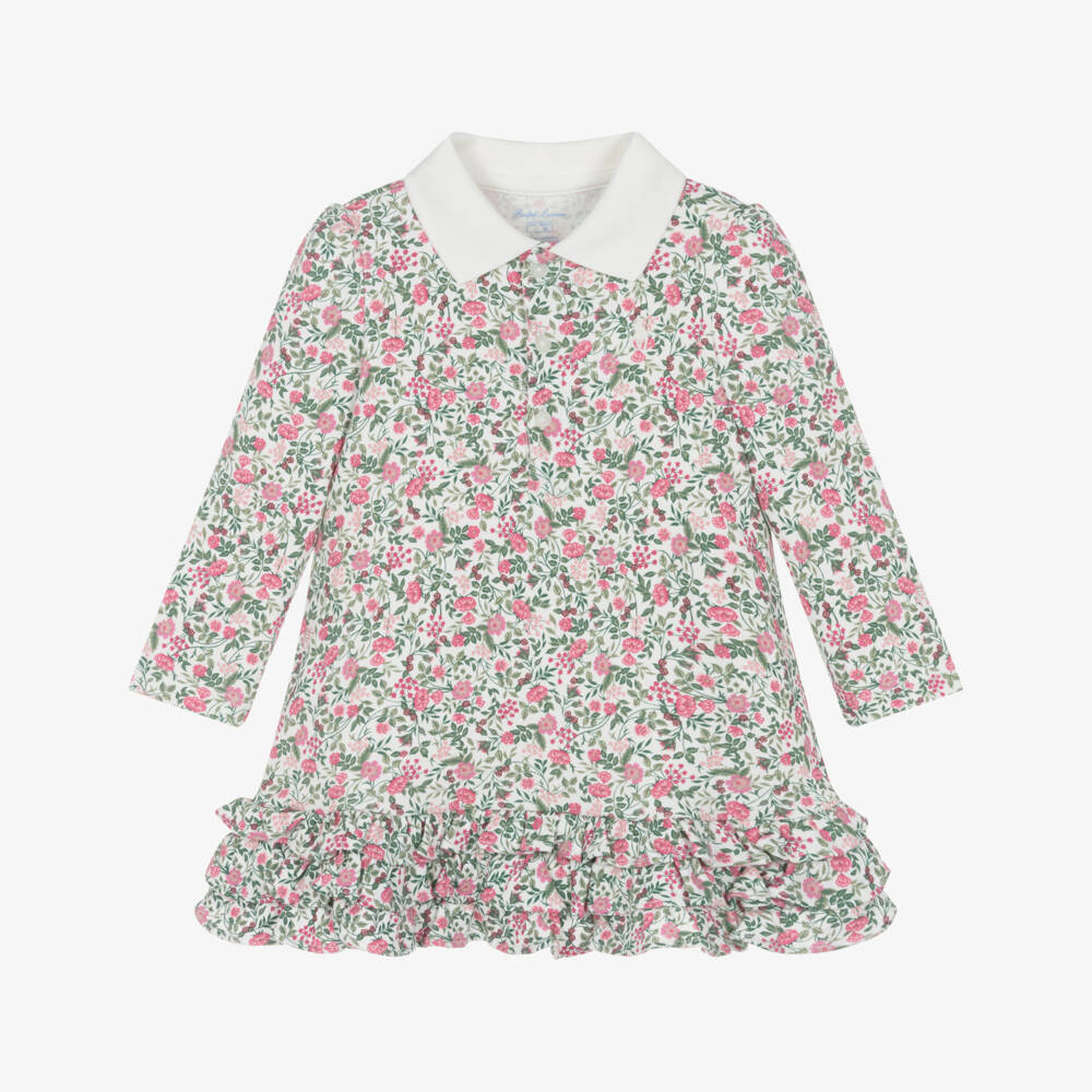 Ralph Lauren-Baby Girls Pink & Green Floral Cotton Jersey Polo Dress | Childrensalon Outlet