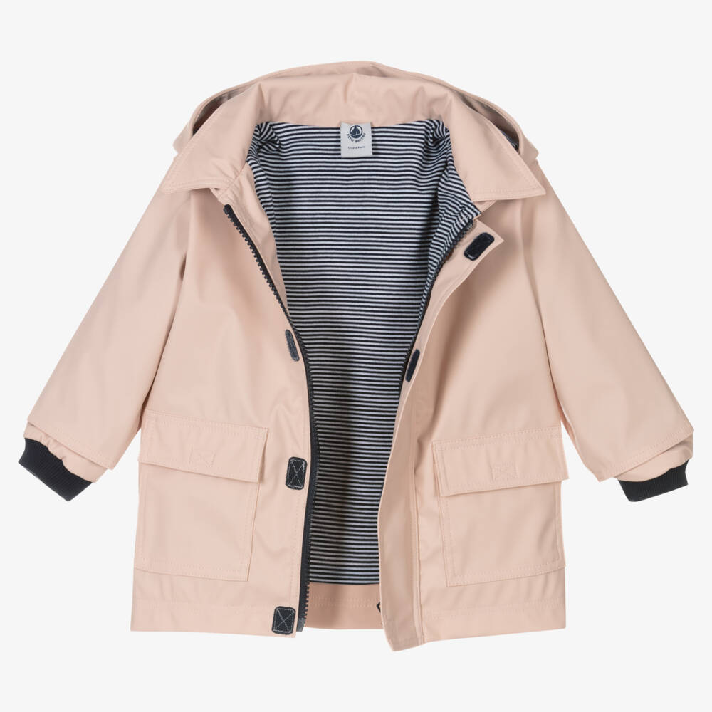 Petit Bateau-Baby Girls Pink Hooded Raincoat | Childrensalon Outlet
