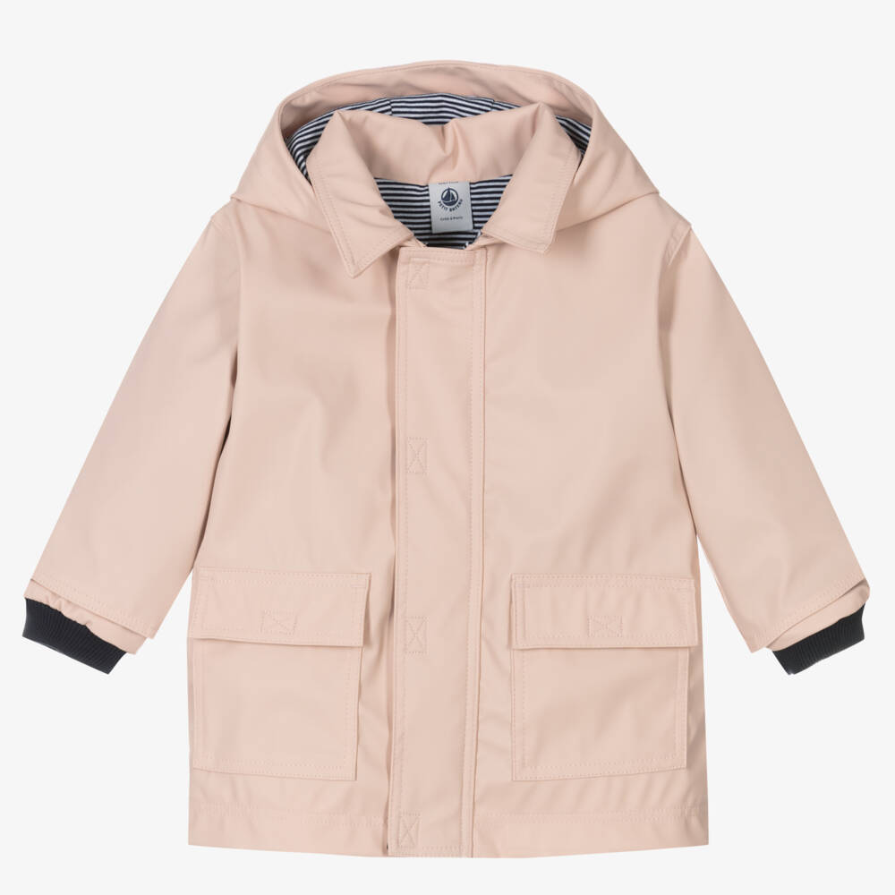 Petit Bateau-Baby Girls Pink Hooded Raincoat | Childrensalon Outlet