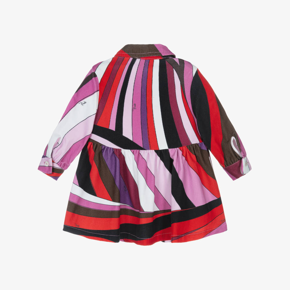 PUCCI-Baby Girls Pink Iride Print Needlecord Dress | Childrensalon Outlet