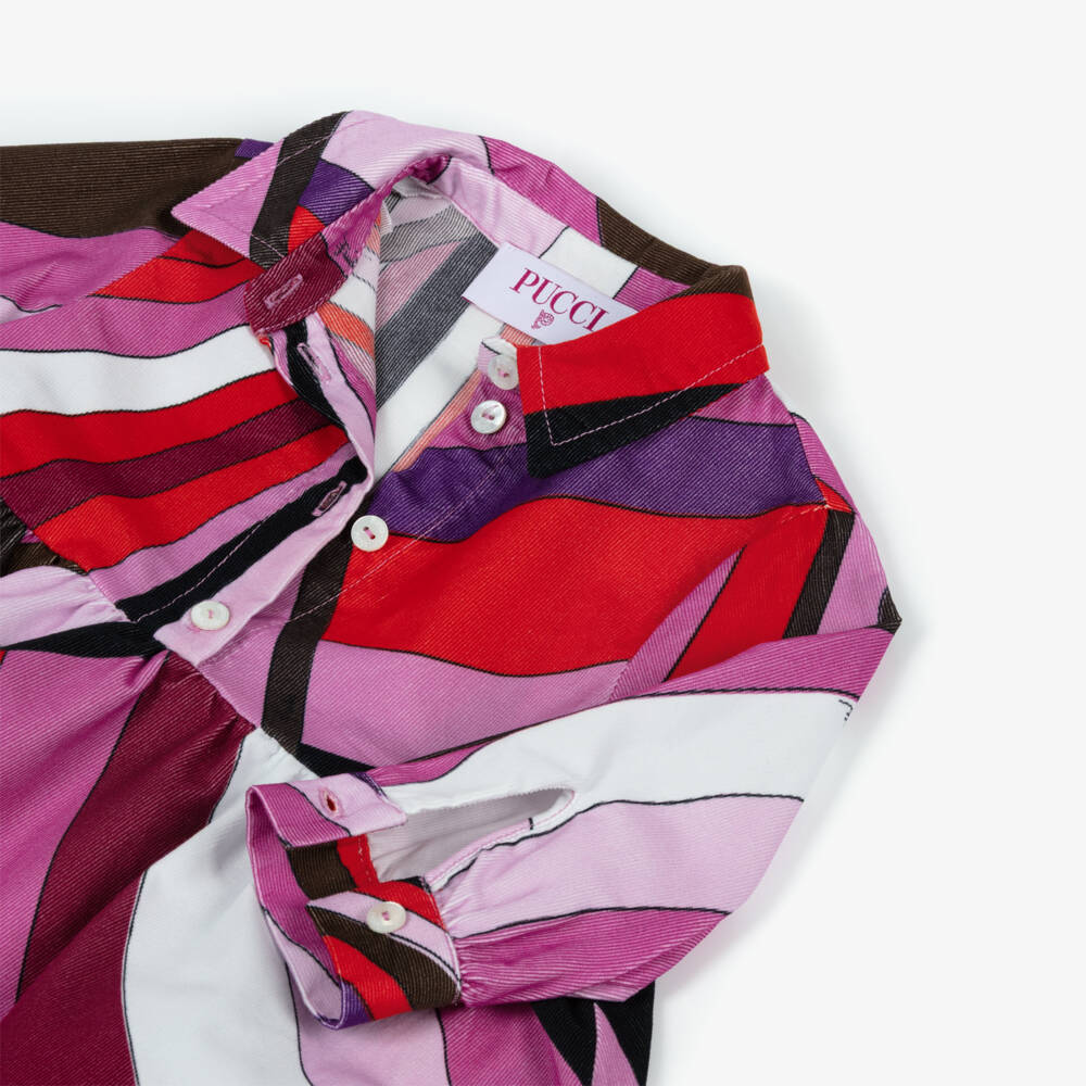 PUCCI-Baby Girls Pink Iride Print Needlecord Dress | Childrensalon Outlet