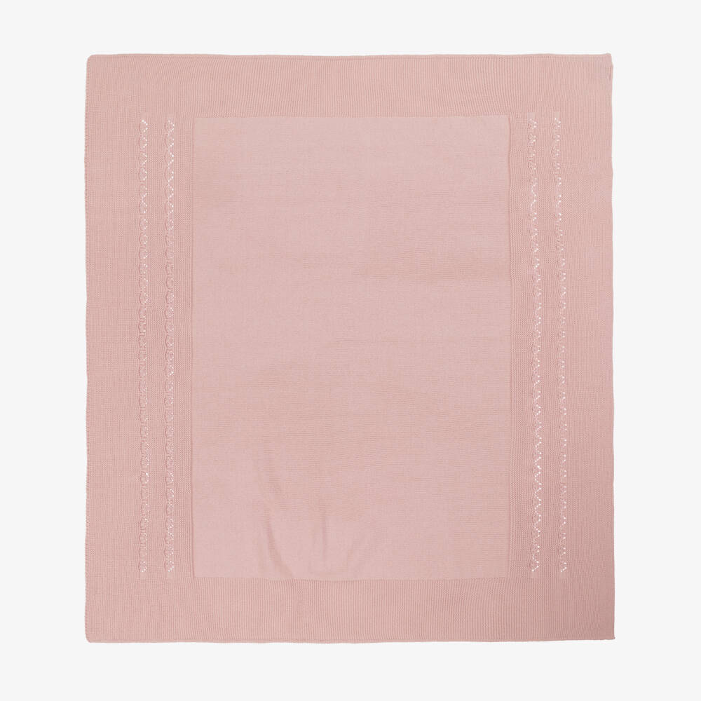 Mebi-Baby Girls Pink Knitted Blanket (93cm) | Childrensalon Outlet