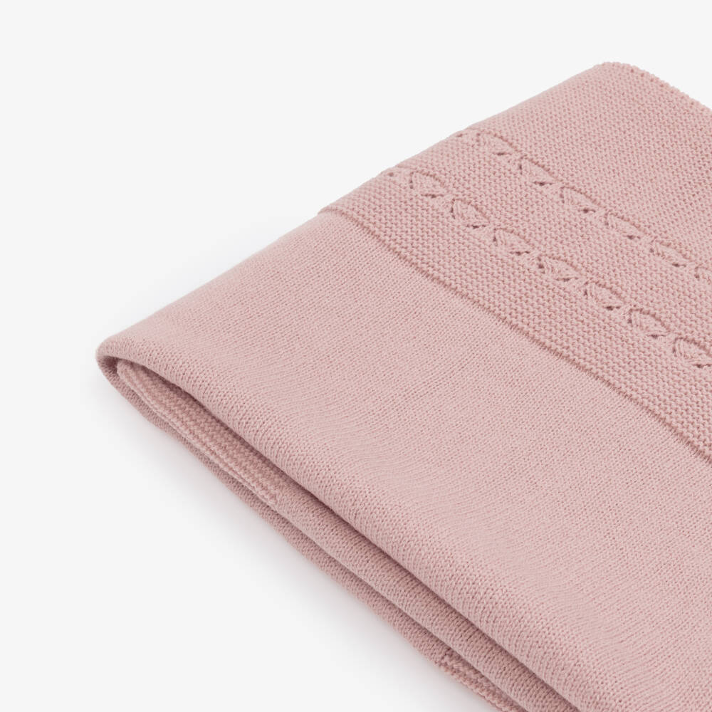 Mebi-Baby Girls Pink Knitted Blanket (93cm) | Childrensalon Outlet