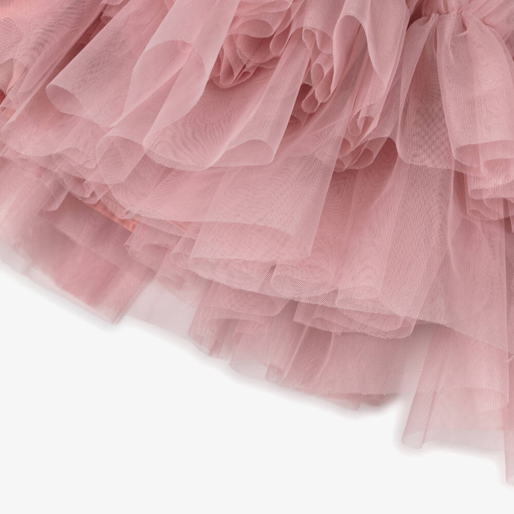 Angel's Face-Baby Girls Pink Knitted Cotton & Tulle Dress | Childrensalon Outlet