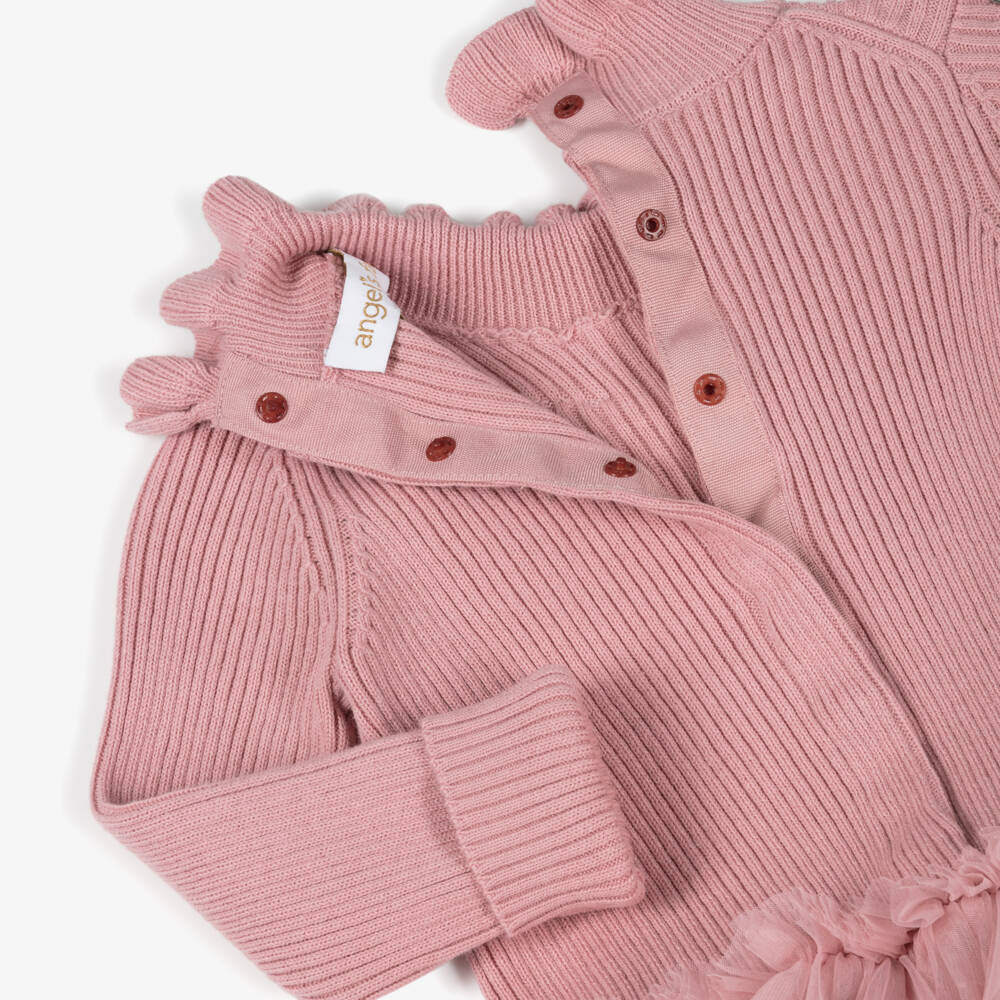 Angel's Face-Baby Girls Pink Knitted Cotton & Tulle Dress | Childrensalon Outlet