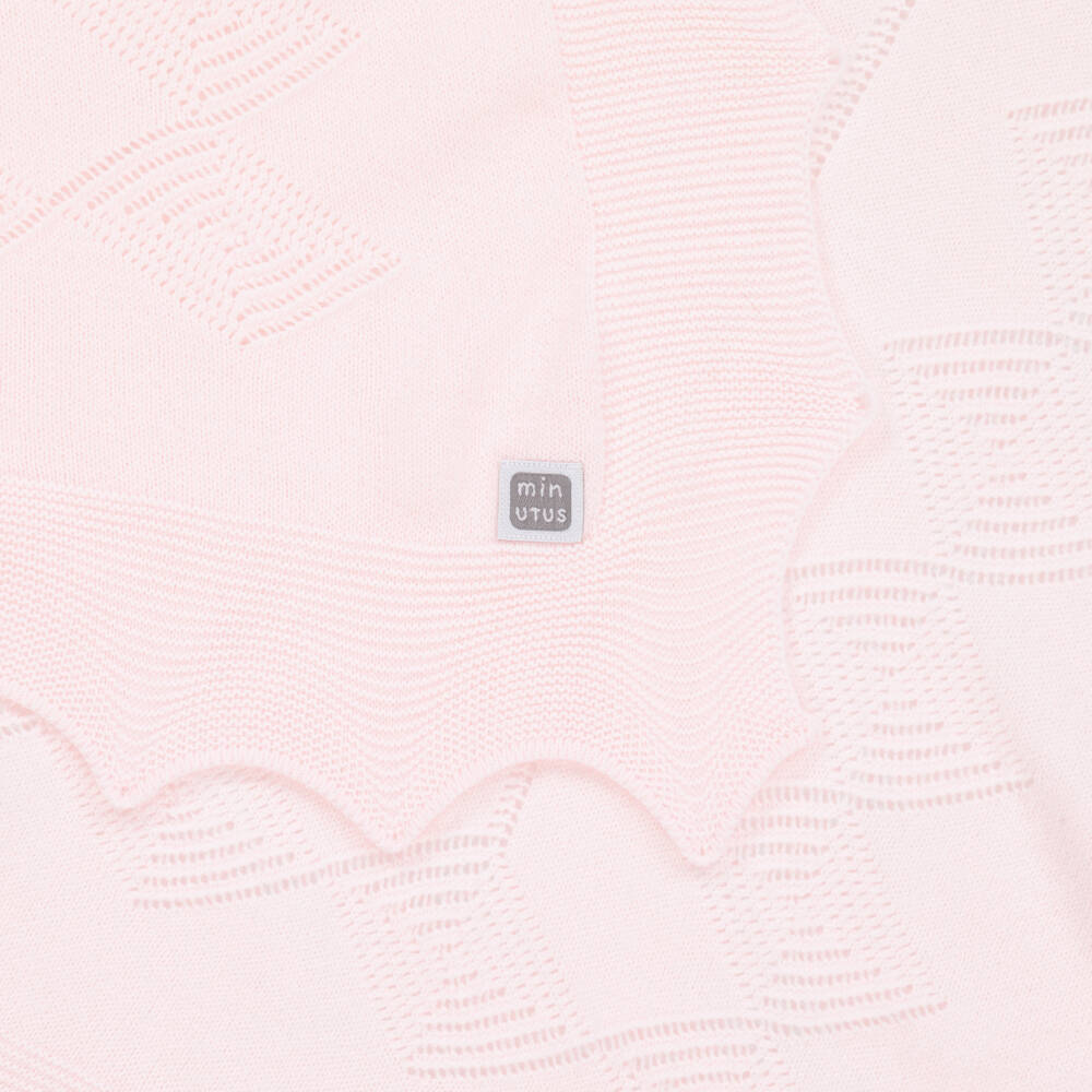 Minutus- Baby Girls Pink Knitted Shawl (105cm) | Childrensalon Outlet