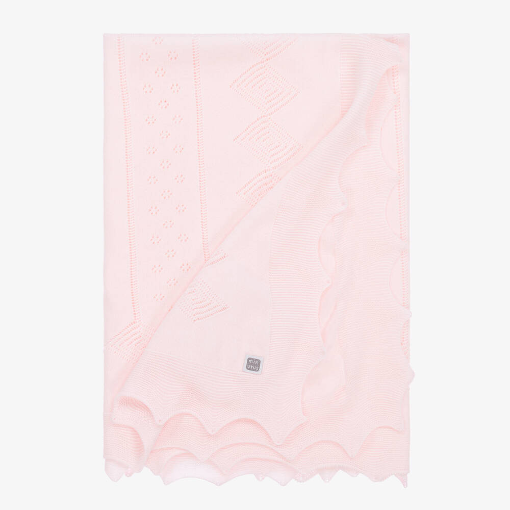 Minutus- Baby Girls Pink Knitted Shawl (105cm) | Childrensalon Outlet