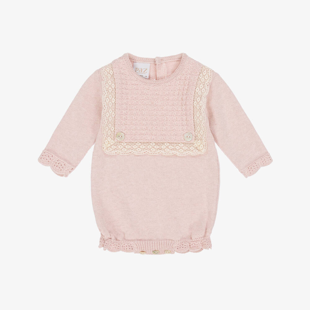 PAZ Rodríguez-Baby Girls Pink Knitted Shortie & Tights Set | Childrensalon Outlet