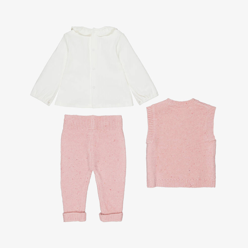 Mayoral Newborn-Baby Girls Pink Knitted Slip-Over & Trouser Set | Childrensalon Outlet