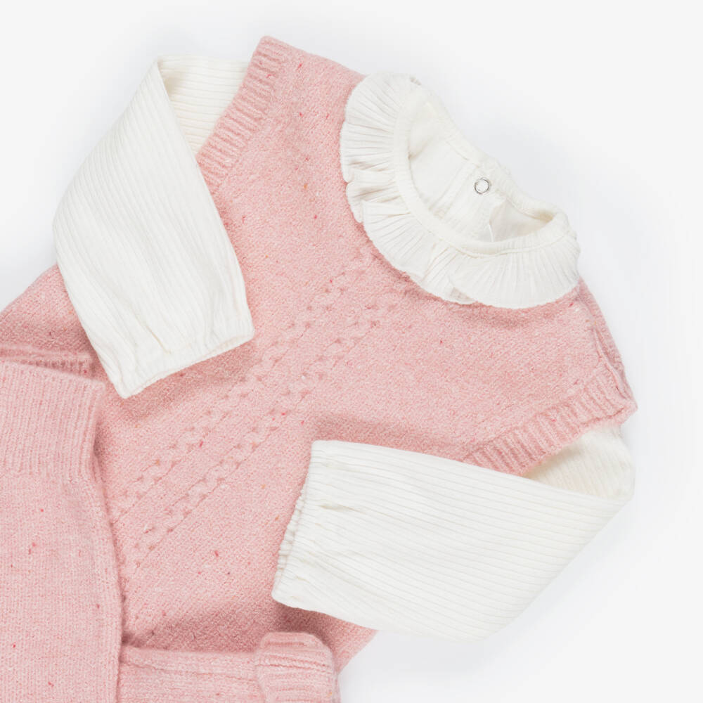 Mayoral Newborn-Baby Girls Pink Knitted Slip-Over & Trouser Set | Childrensalon Outlet