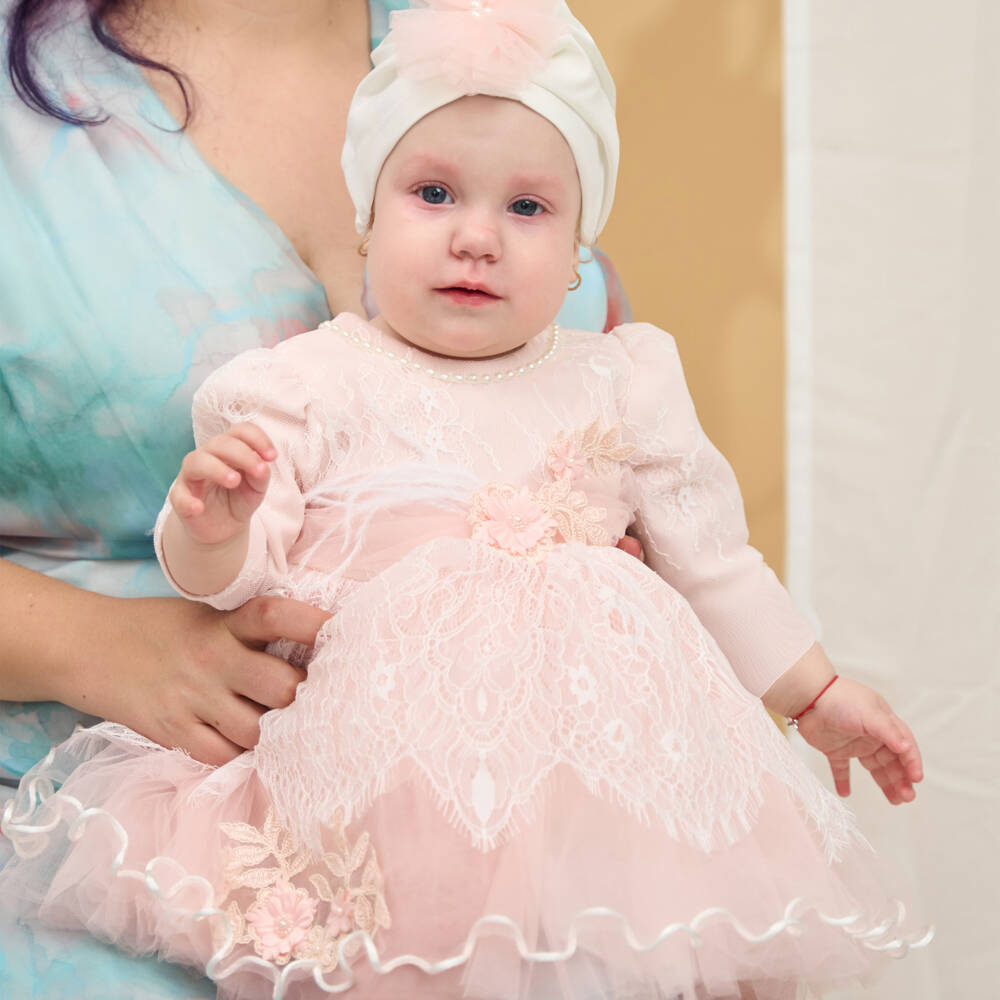 Andreeatex-Baby Girls Pink Lace & Tulle Dress Set | Childrensalon Outlet
