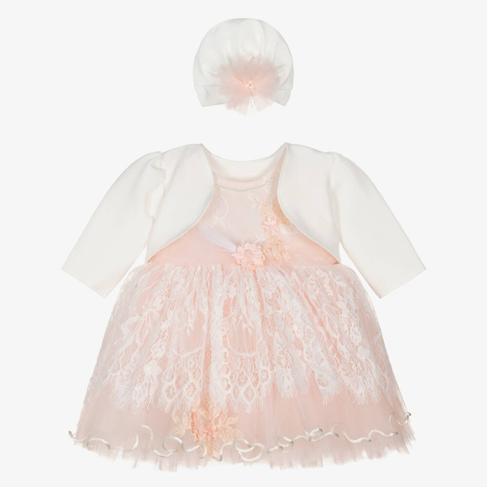 Andreeatex-Baby Girls Pink Lace & Tulle Dress Set | Childrensalon Outlet