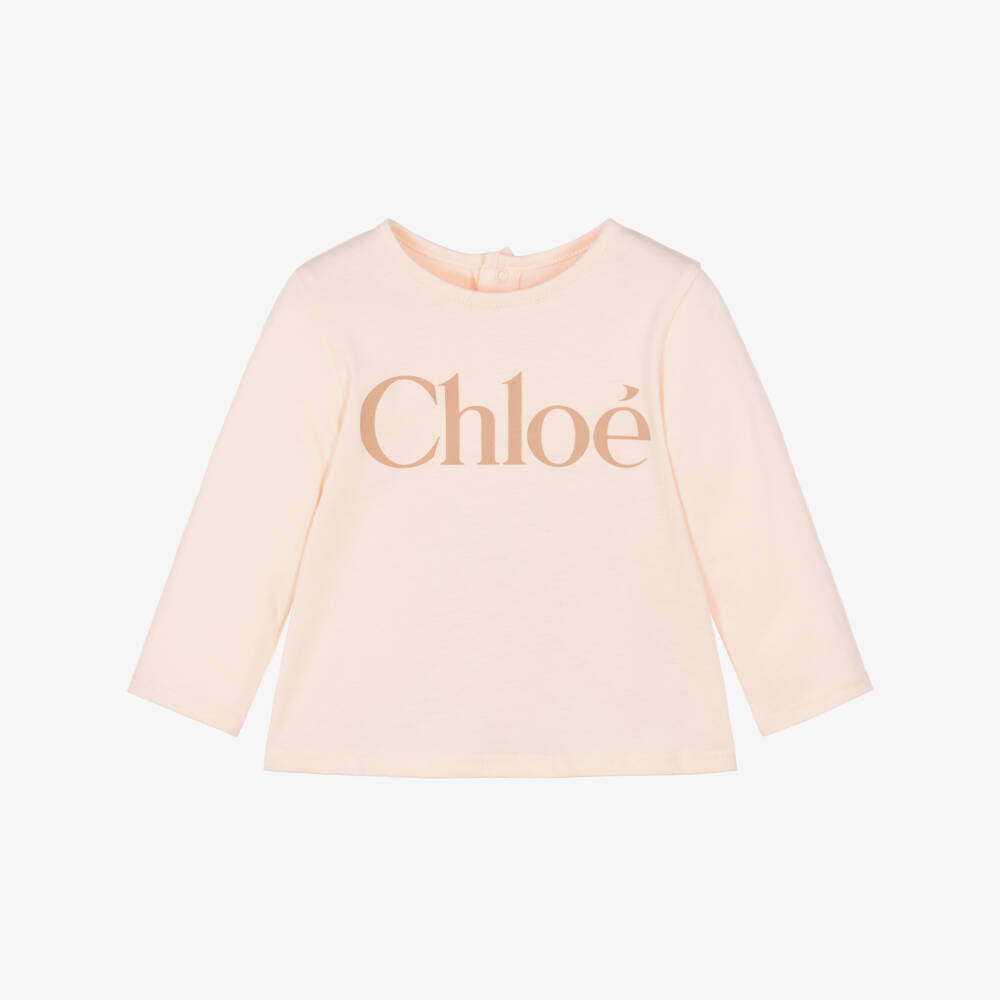 Chloé-Baby Girls Pink Logo Print Cotton Top | Childrensalon Outlet