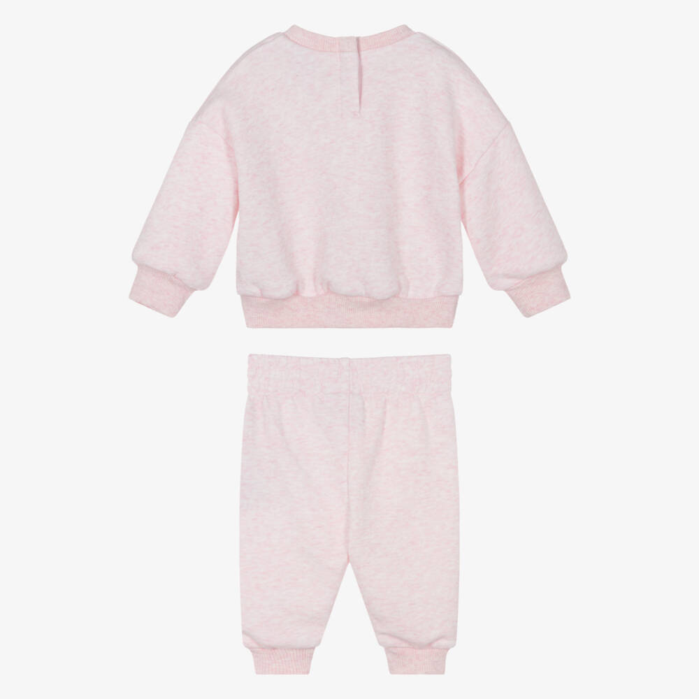 Nike-Baby Girls Pink Marl Swoosh Logo Tracksuit | Childrensalon Outlet