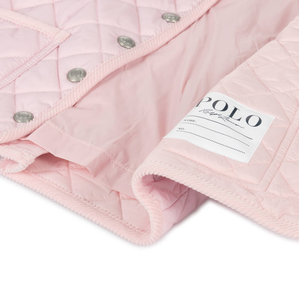 Ralph Lauren-Baby Girls Pink Quilted Hooded Jacket | Childrensalon Outlet